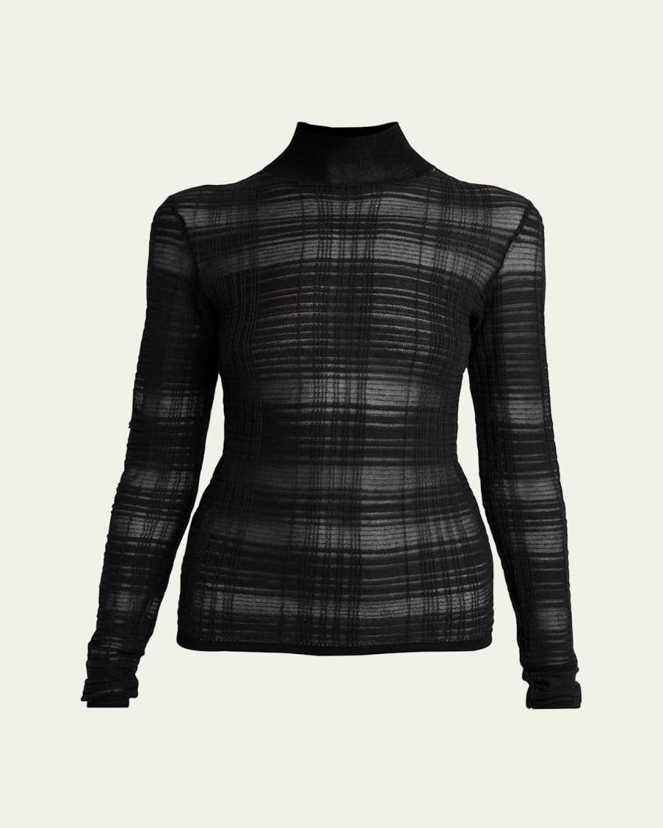 Stefanie Plaid Knit Turtleneck Sweater
